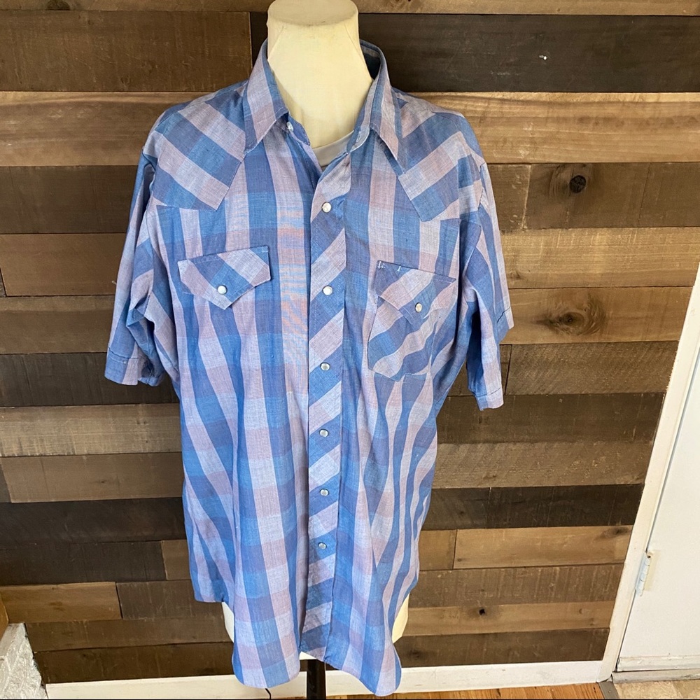 Vintage Corral‎ West Ranchwear Blue Plaid Button